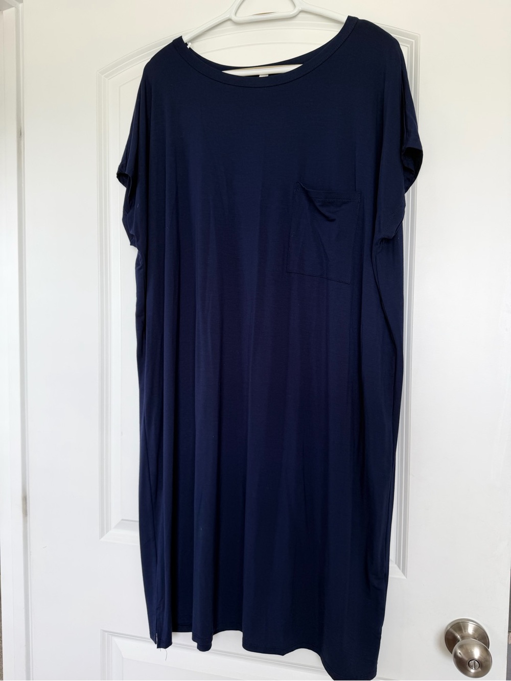 mts Navy Short-Sleeve Midi T-Shirt Dress with Pocket